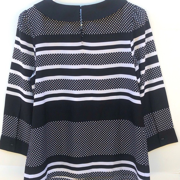 NWOT ModCloth Womens small Peter Pan Collar polka dot striped 3/4 sleeve top - Picture 3 of 8